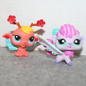 Littlest Pet Shop LPS Larkspur Fairy #2832 & Fairy Shimmering Sky #2725  L24
